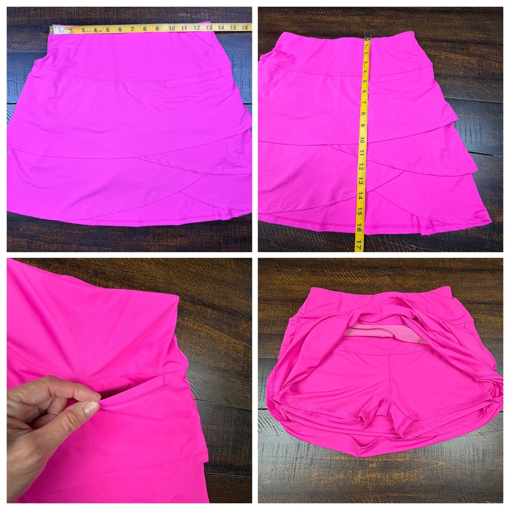 Scales Tiered Ruffle Performance Skort Hot Pink S Pickleball Tennis Golf Skirt - Picture 7 of 14